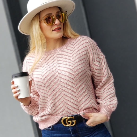Sweetest Delight Chervon Chenille Sweater top - Picture 2 of 7